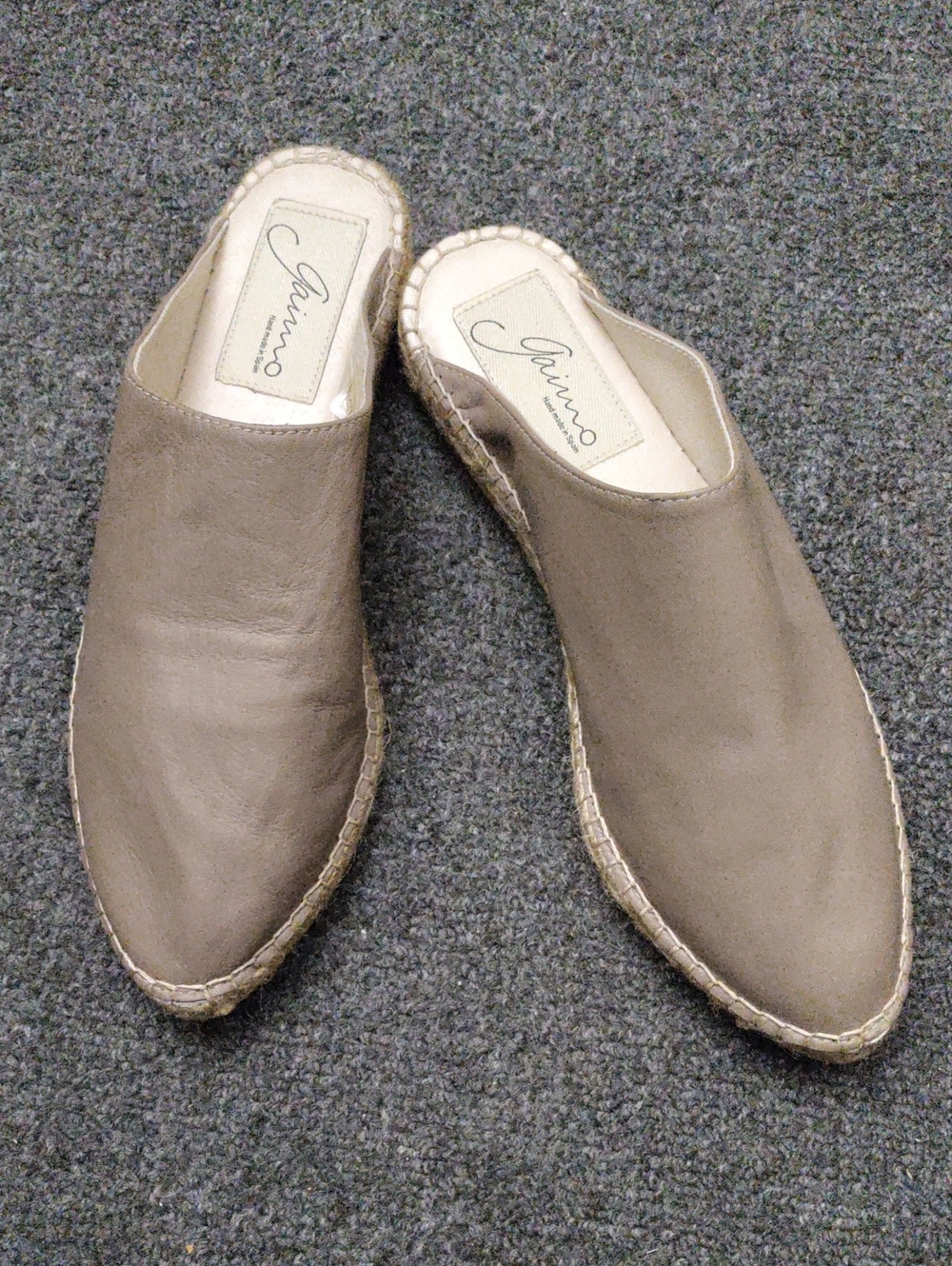 Gaimo Taupe Leather Espadrille Mule